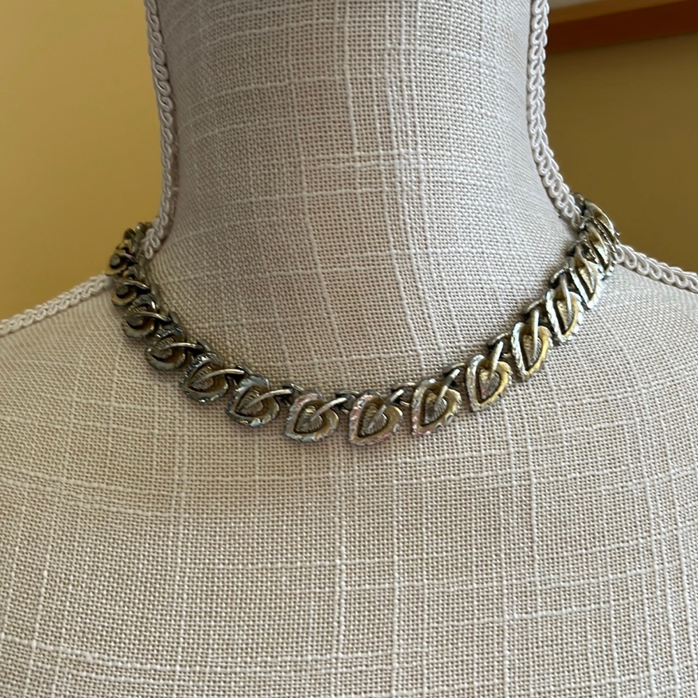 Vintage Coro Goldtone Leaf Choker Necklace, 16” long. From 50s or 60s.